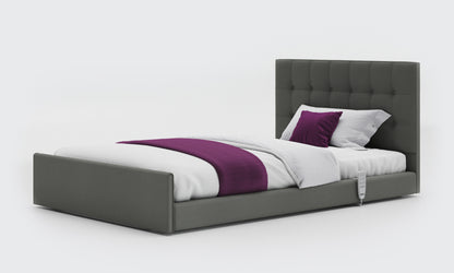 solo comfort bed 4ft with an emerald headboard in lichtgrau leather