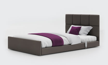 solo comfort bed 4ft with an opal headboard in meteor leather 