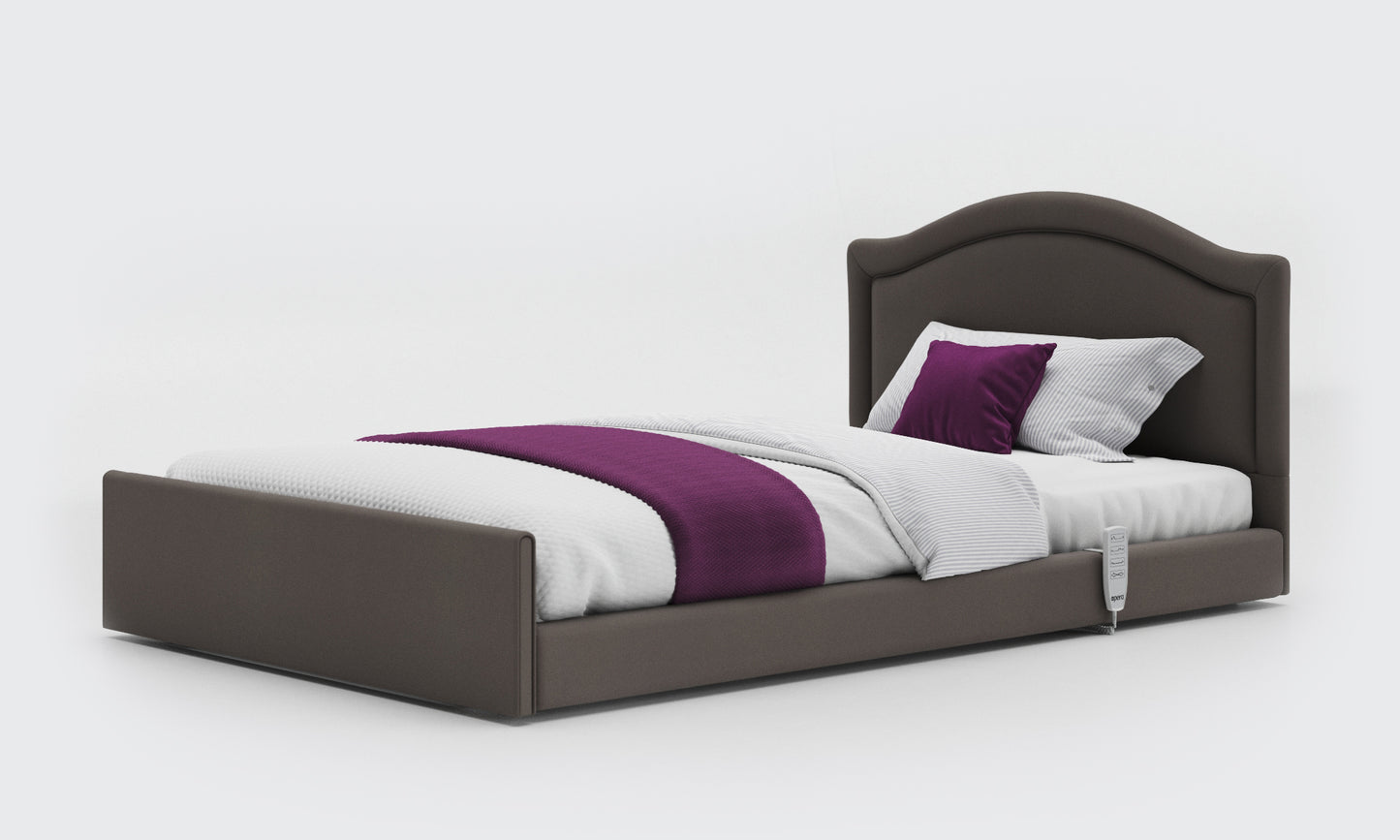 solo comfort bed 4ft with a pearl headboard in meteor leather