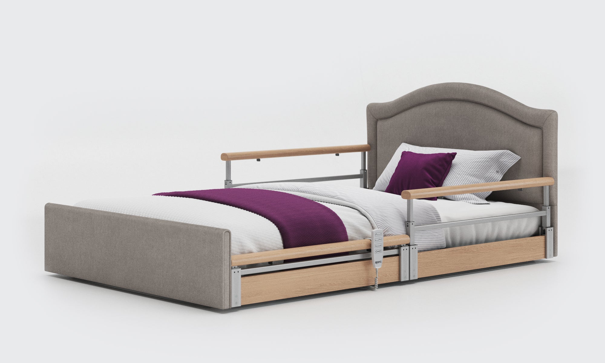 Twin bed frame with railing top