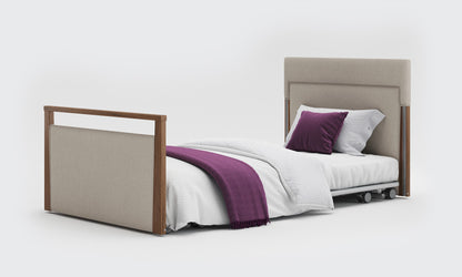 solo safeside 3ft6 upholstered bed with linen and walnut 