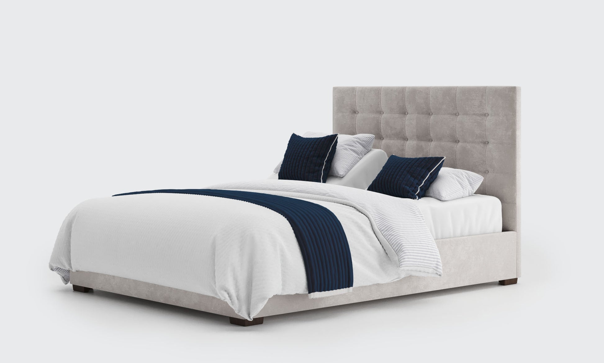 yorke 5ft king dual bed and mattress in the cream velvet material